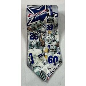 Vintage Team NFL Dallas Cowboys Tie Men 100% Imported Silk Dynasty 1970s Players